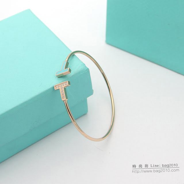 Tiffany飾品 蒂芙尼女士專櫃爆款雙t白貝母圓環手鐲  zgt1802